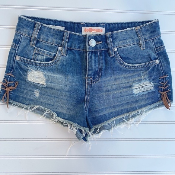 Dollhouse Pants - Dollhouse Hi Rise jean shorts, side ties Size 3